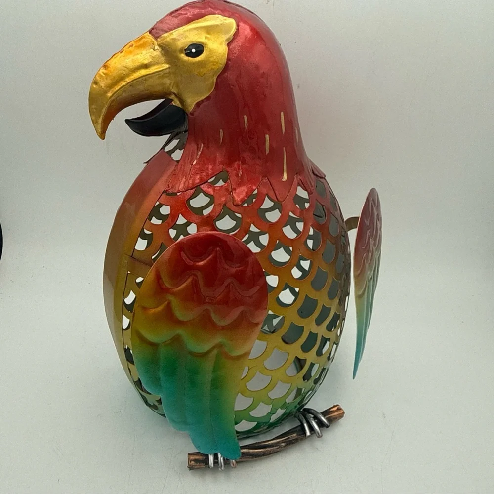 Pink Zebra Metal Colorful Parrot Warmer Wax Melt Shade Decor Art 9.5